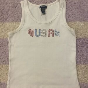 Express White Tank Top with USA Design
